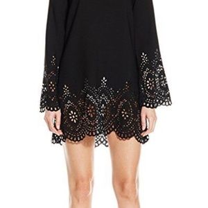 Modern Goth Black Tunic with Laser cut sleeves and bottom Size Large